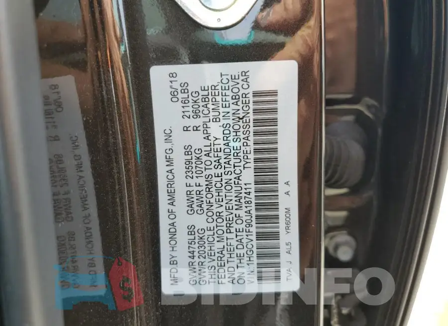 1HGCV1F90JA187411 Photo# 12