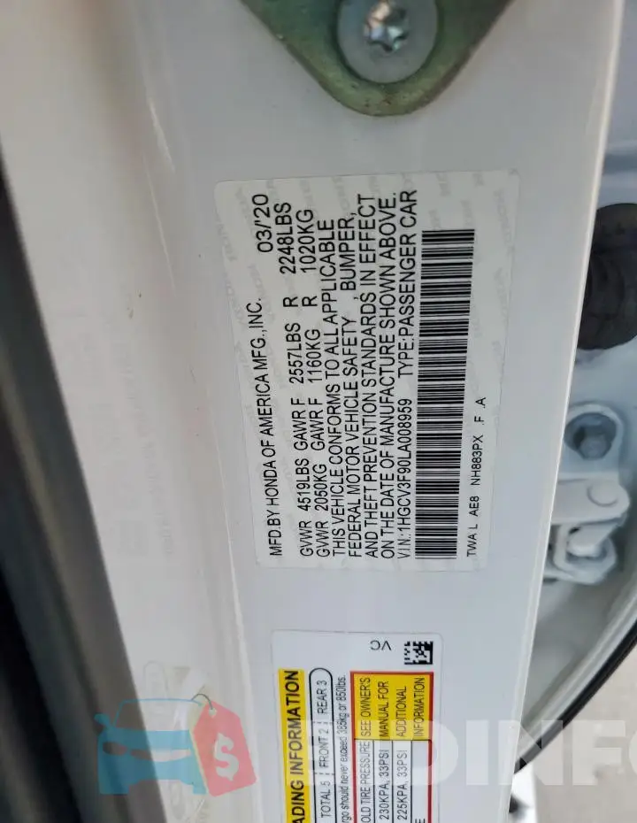 1HGCV3F90LA008959 Photo# 12