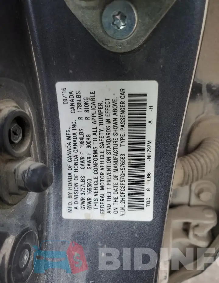 2HGFC2F57GH576563 Photo# 12