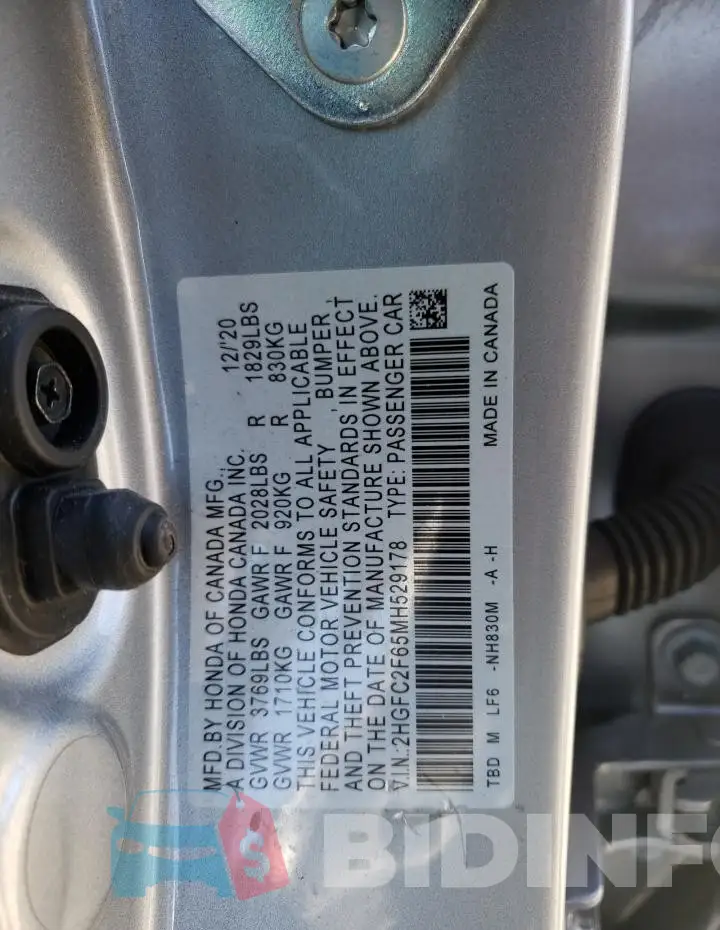 2HGFC2F65MH529178 Photo# 12