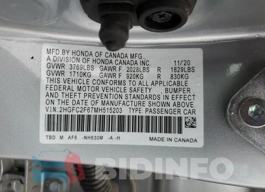 2HGFC2F67MH515203 Photo# 12