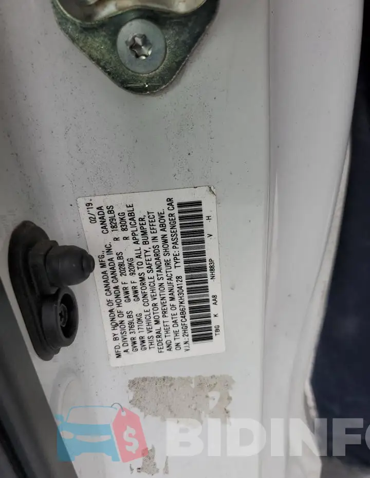 2HGFC4B67KH304128 Photo# 12