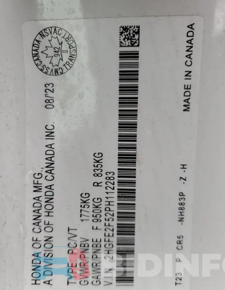 2HGFE2F52PH112283 Photo# 12