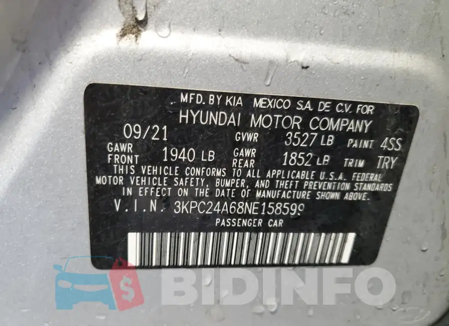 3KPC24A68NE158599 Photo# 12