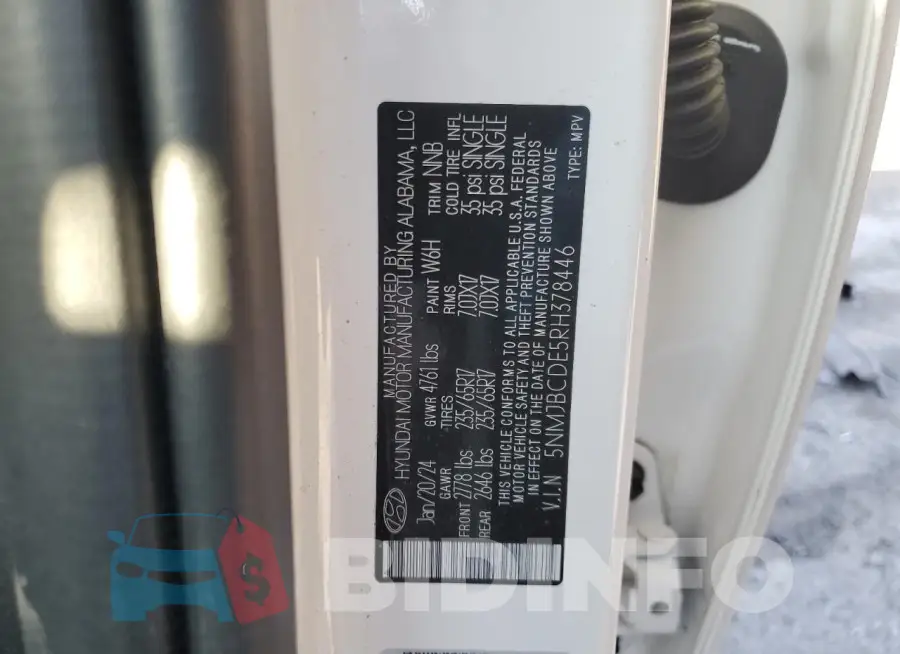 5NMJBCDE5RH378446 Photo# 14