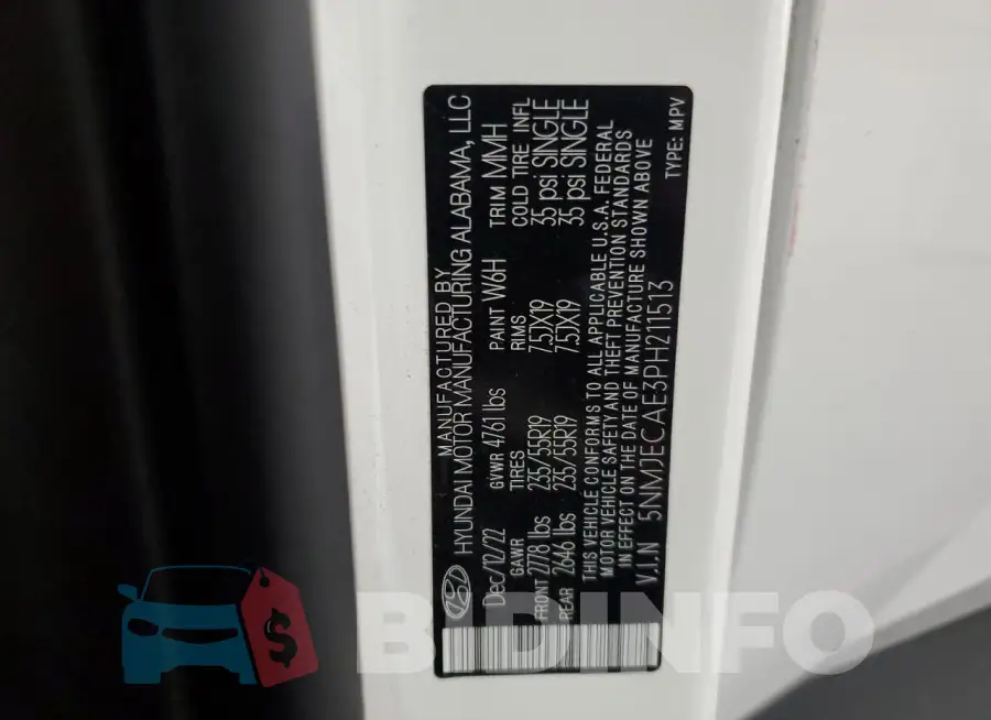 5NMJECAE3PH211513 Photo# 13