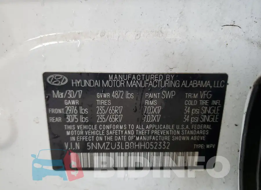 5NMZU3LB0HH052332 Photo# 13