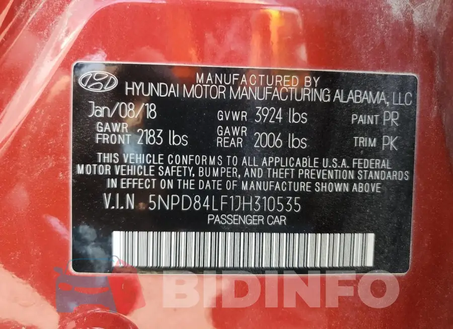 5NPD84LF1JH310535 Photo# 12