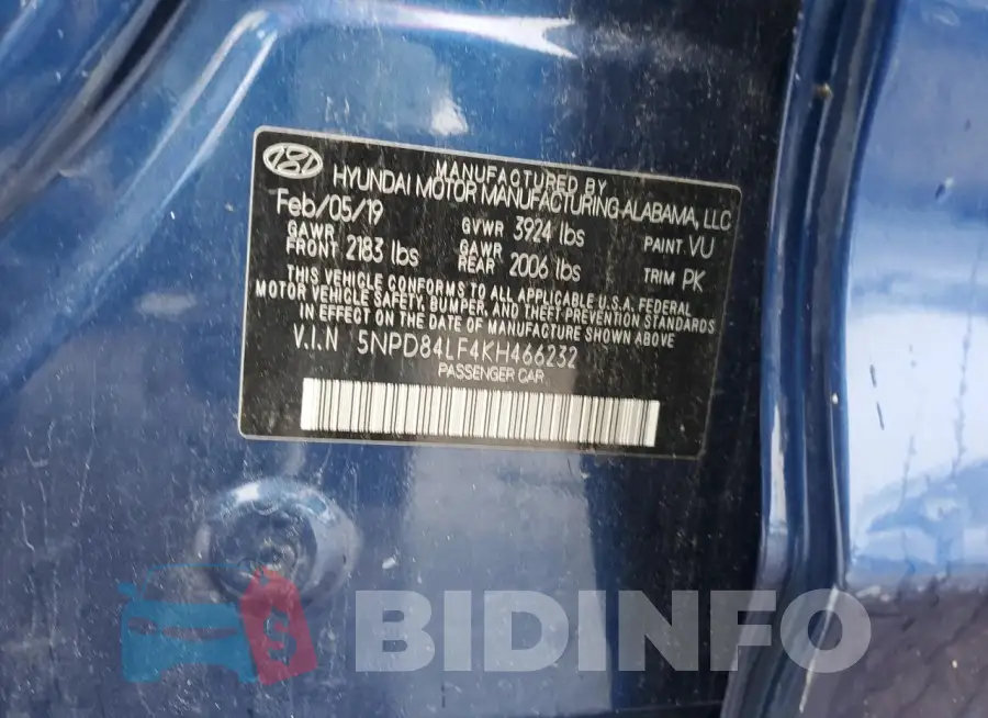 5NPD84LF4KH466232 Photo# 12
