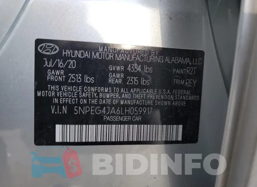 5NPEG4JA6LH059917 Photo# 12