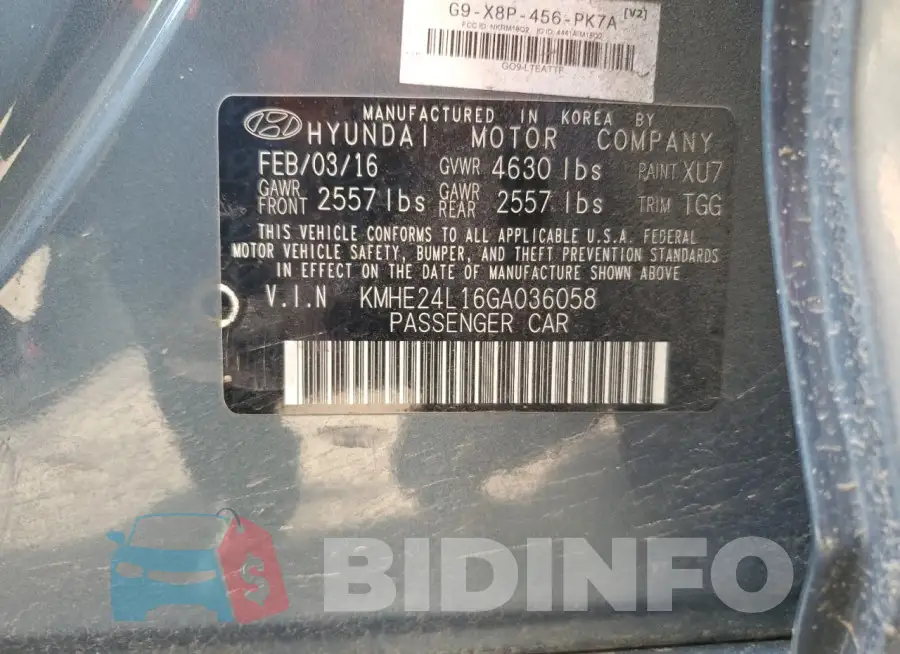 KMHE24L16GA036058 Photo# 12