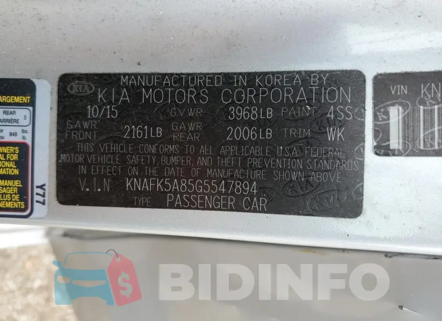 KNAFK5A85G5547894 Photo# 12