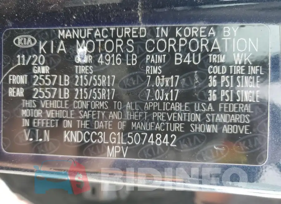 KNDCC3LG1L5074842 Photo# 14