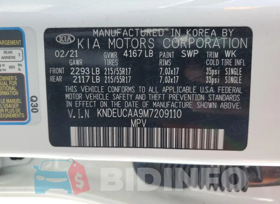 KNDEUCAA9M7209110 Photo# 13