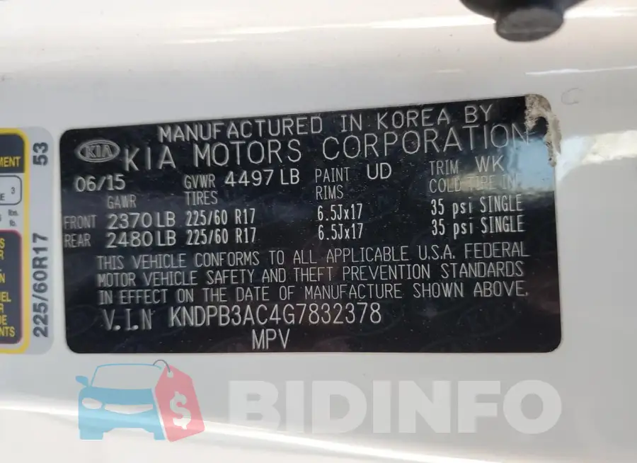 KNDPB3AC4G7832378 Photo# 12