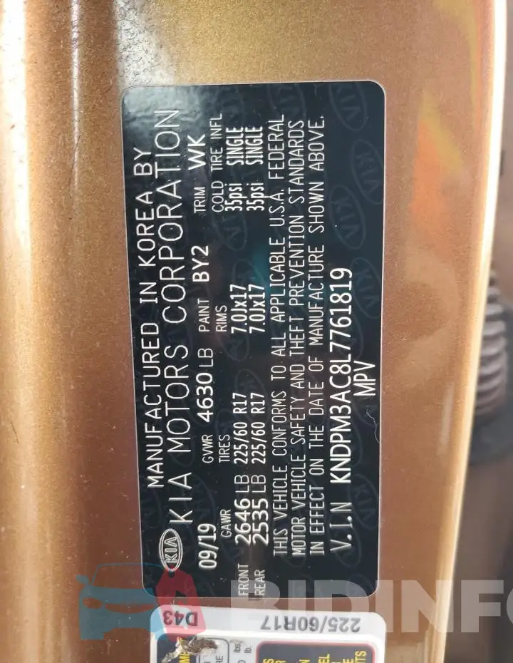 KNDPM3AC8L7761819 Photo# 13