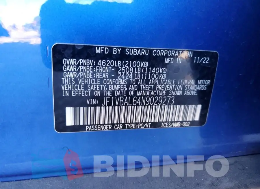JF1VBAL64N9029273 Photo# 12