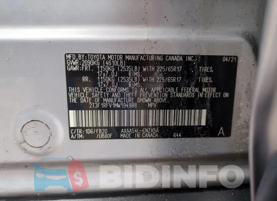 2T3F1RFV1MW194988 Photo# 14