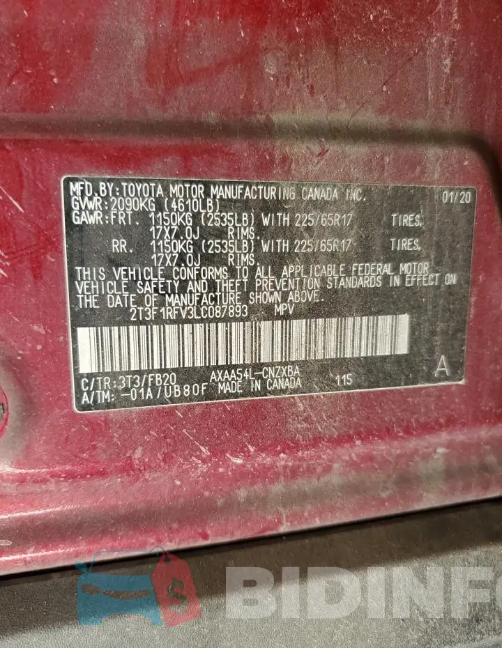 2T3F1RFV3LC087893 Photo# 12