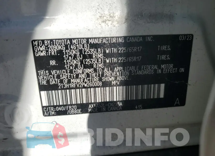 2T3H1RFV2PW260008 Photo# 14