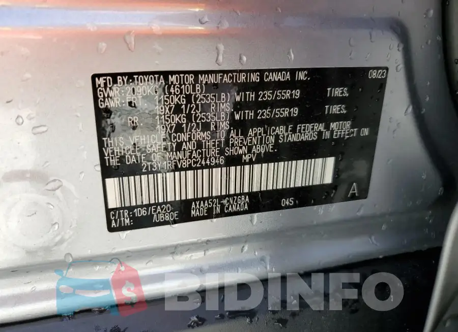 2T3Y1RFV8PC244946 Photo# 13