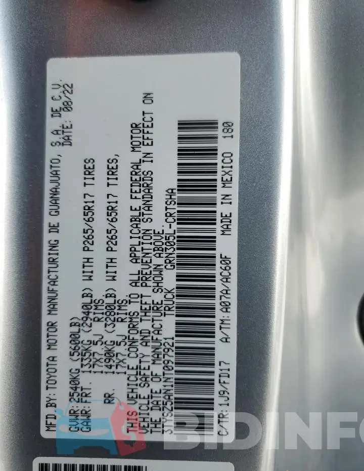 3TYSZ5AN1NT097921 Photo# 12