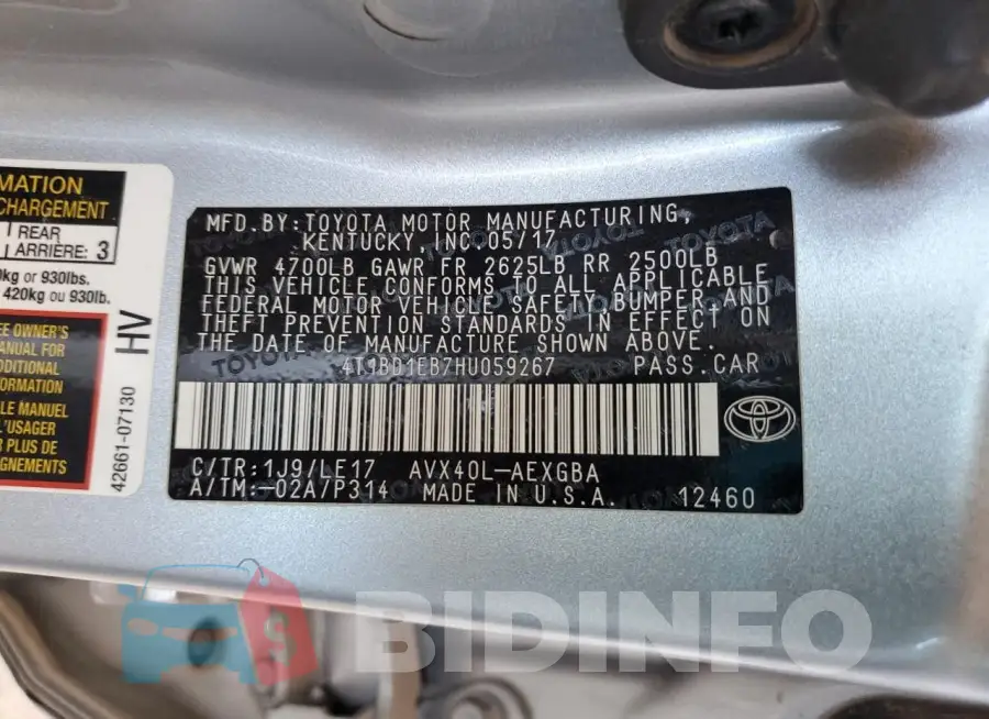 4T1BD1EB7HU059267 Photo# 12