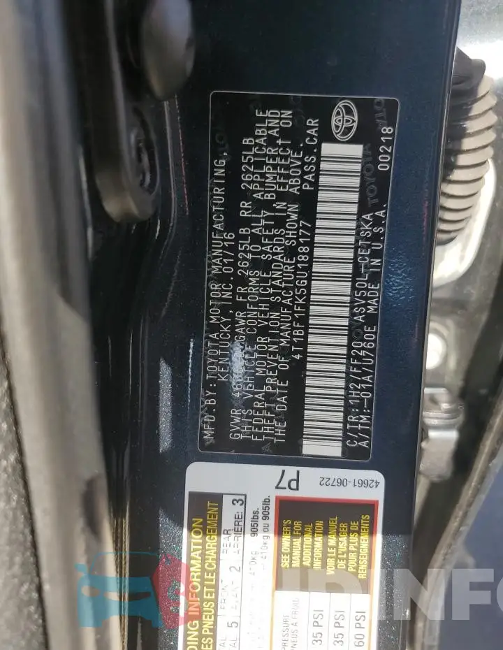 4T1BF1FK5GU188177 Photo# 13