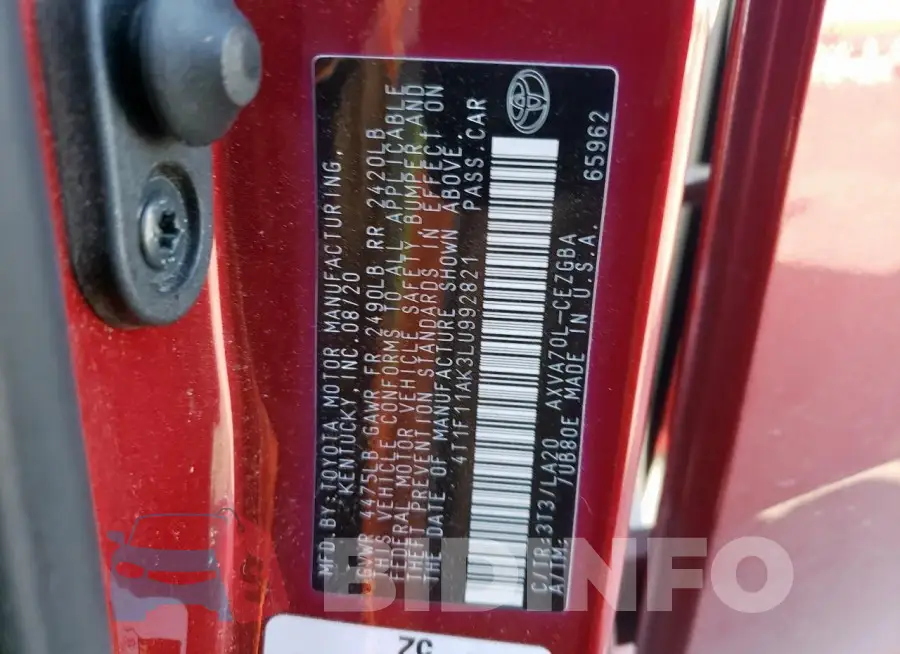 4T1F11AK3LU992821 Photo# 13
