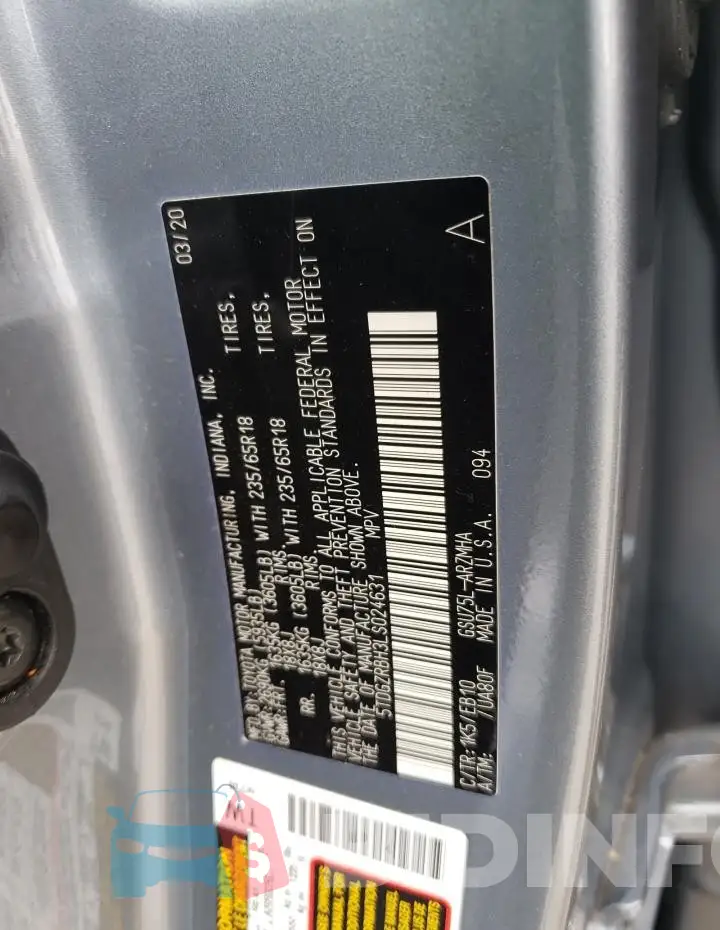 5TDGZRBH3LS024631 Photo# 14