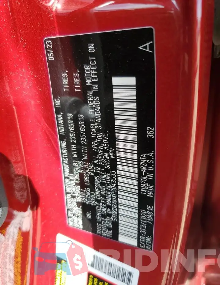 5TDKDRAHXPS043533 Photo# 13