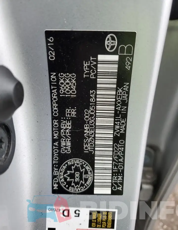 JTDZN3EU3GJ051843 Photo# 12