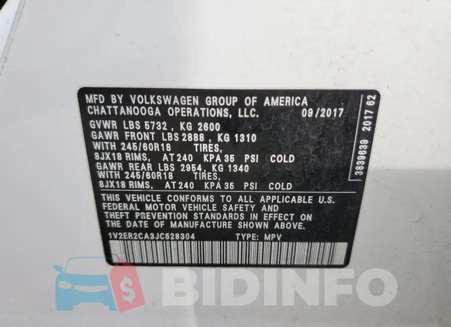 1V2ER2CA3JC528304 Photo# 13
