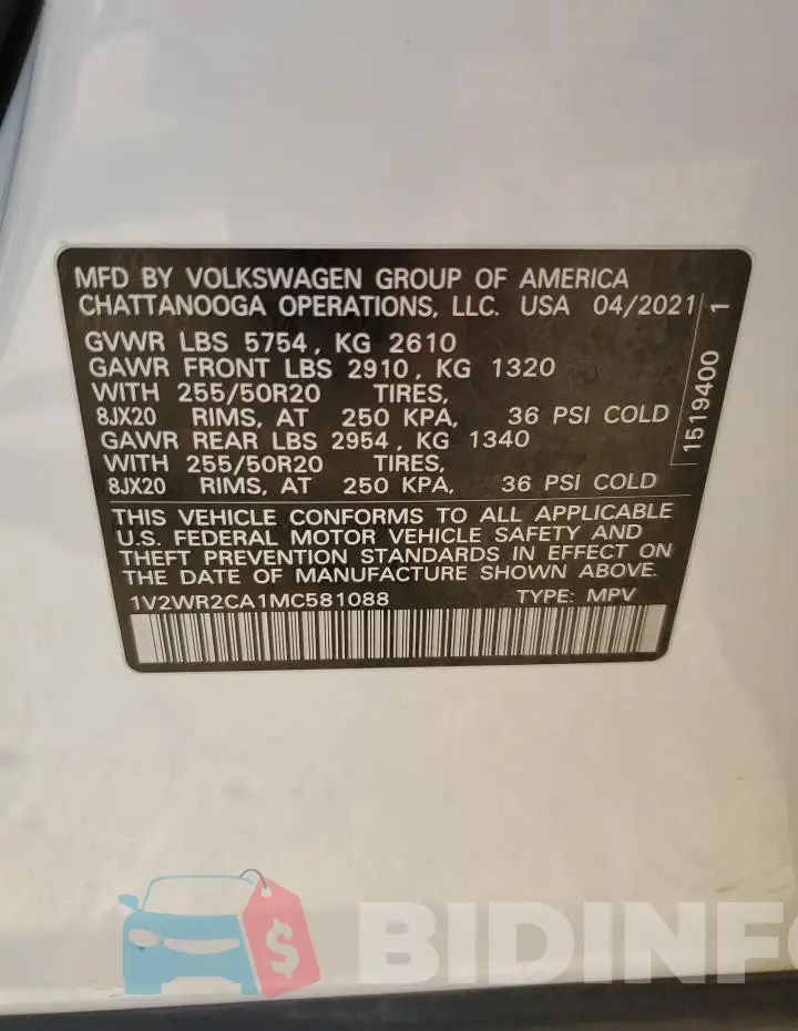 1V2WR2CA1MC581088 Photo# 12