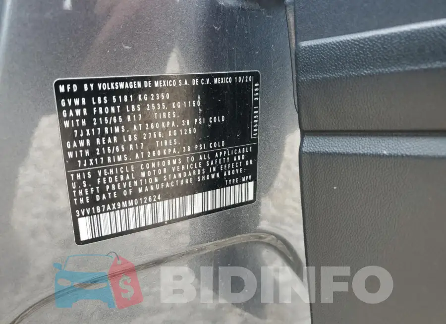3VV1B7AX9MM012624 Photo# 13