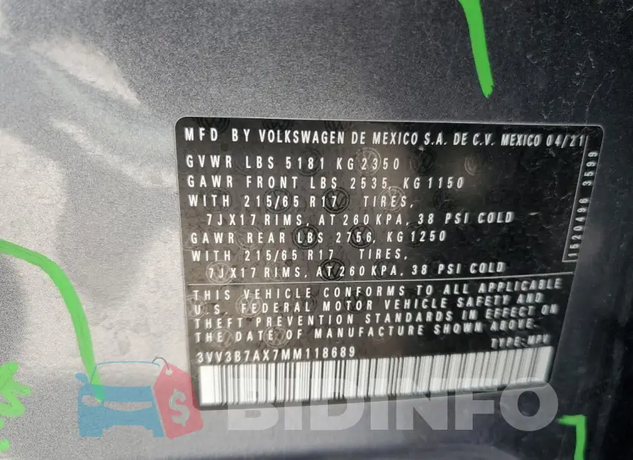 3VV3B7AX7MM118689 Photo# 14