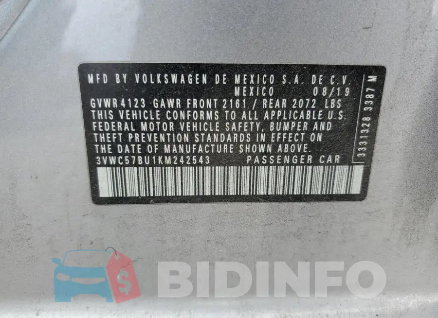 3VWC57BU1KM242543 Photo# 12