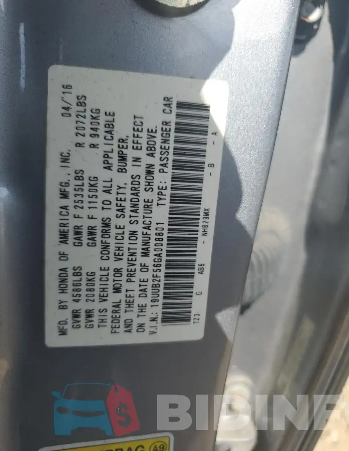 19UUB2F56GA008801 Photo# 12