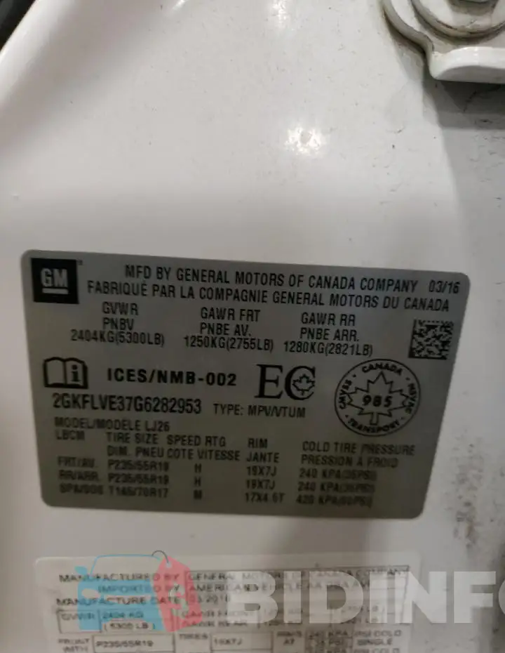 2GKFLVE37G6282953 Photo# 13
