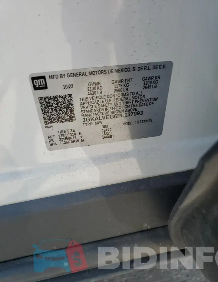 3GKALVEG6PL137993 Photo# 13