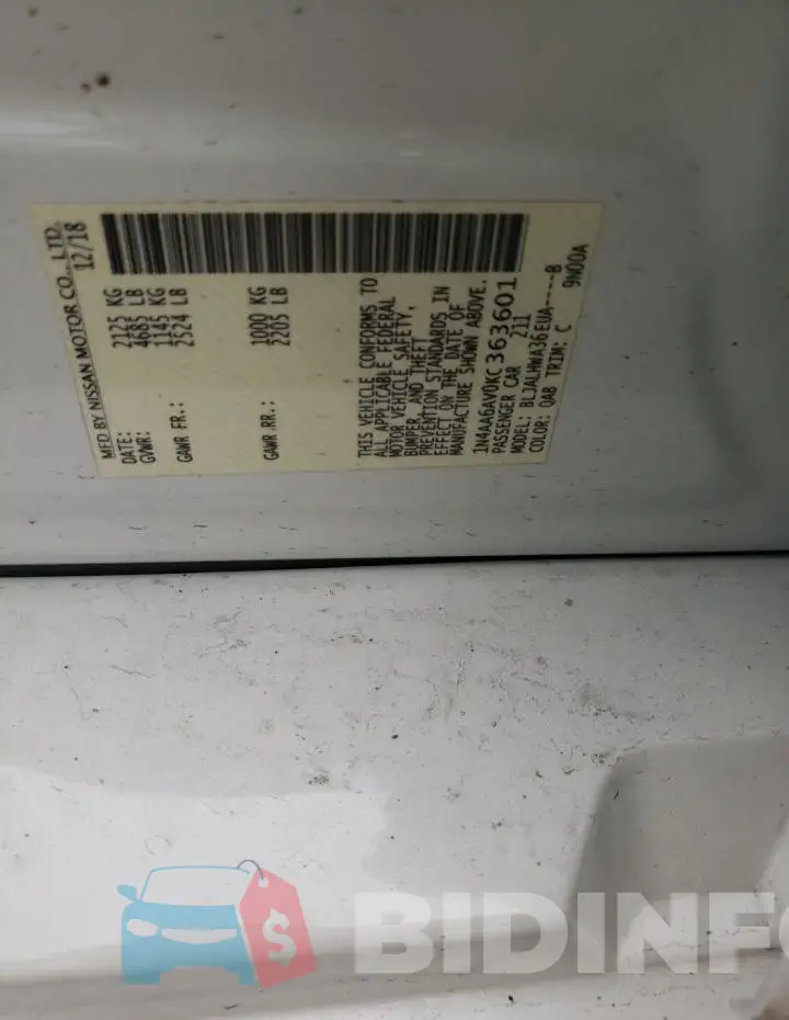 1N4AA6AV0KC363601 Photo# 12