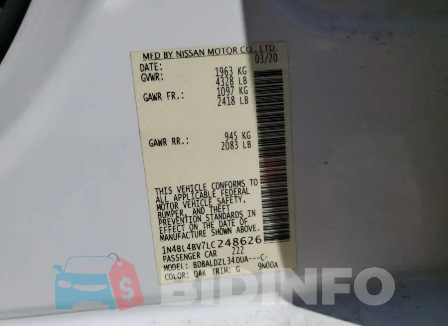 1N4BL4BV7LC248626 Photo# 12