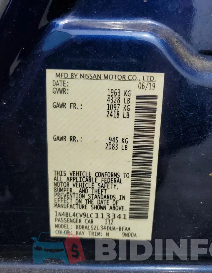 1N4BL4CV9LC113341 Photo# 13