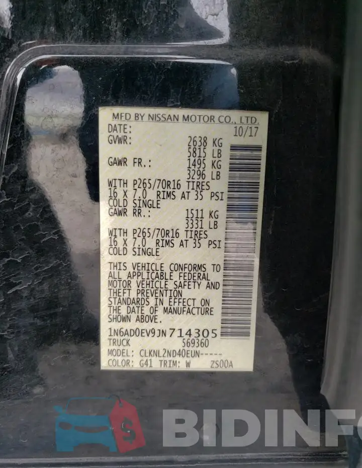 1N6AD0EV9JN714305 Photo# 12