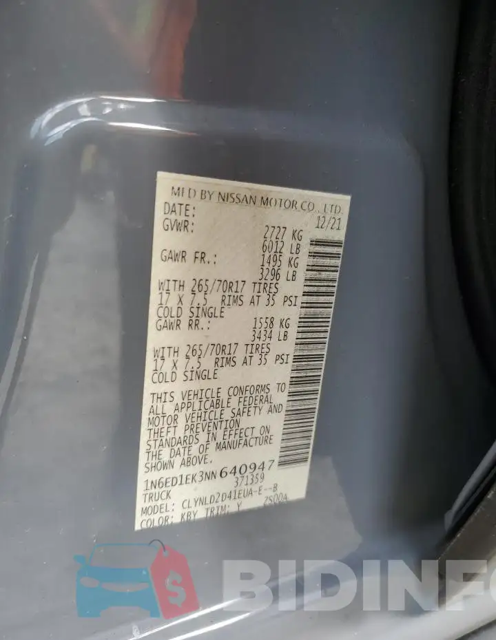 1N6ED1EK3NN640947 Photo# 12