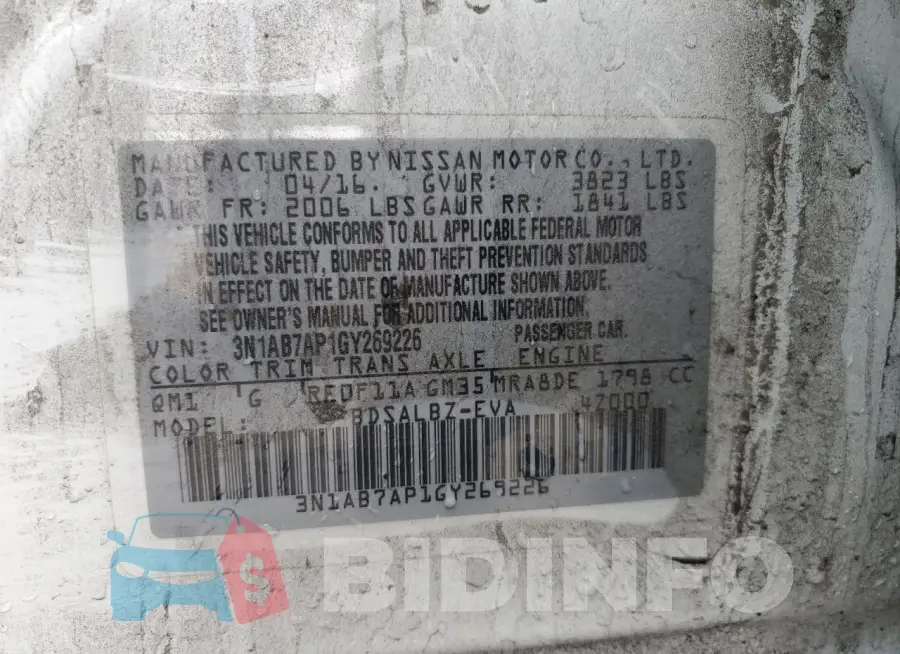 3N1AB7AP1GY269226 Photo# 13