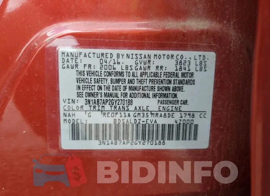 3N1AB7AP2GY270188 Photo# 12