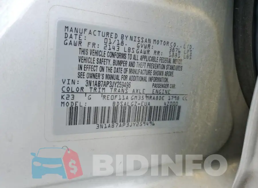 3N1AB7AP3JY259496 Photo# 12