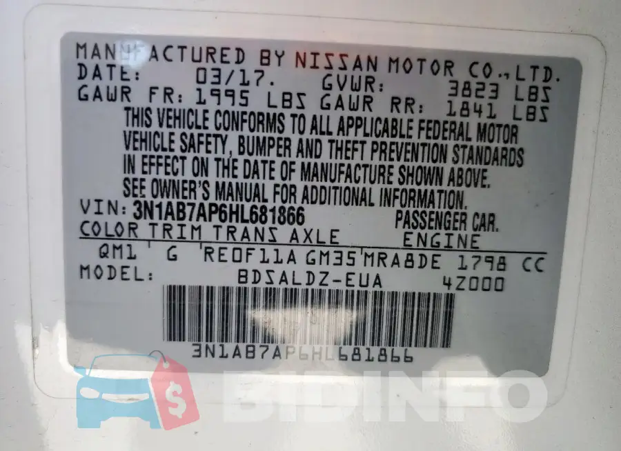 3N1AB7AP6HL681866 Photo# 13