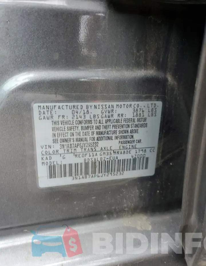 3N1AB7AP6JY295232 Photo# 12